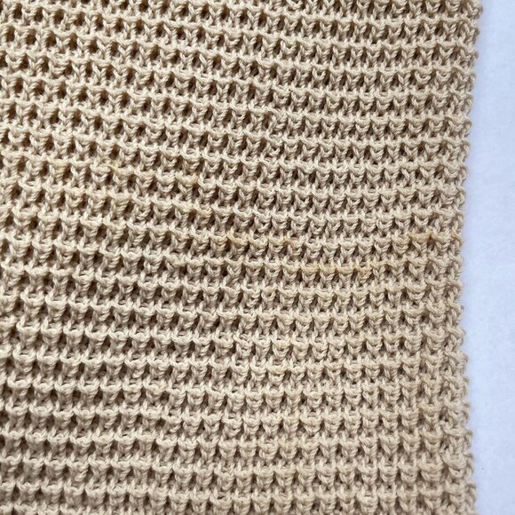 Gianfranco Ferré 1990s Vintage Beige Leather & Knit V-Neck Sweater Top - Picture 9 of 9
